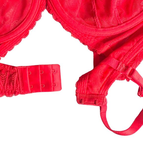 Heidi Klum Intimates Sexy Red Lace Underwire Dreamtime Bra 34DD NWOT - Picture 6 of 9